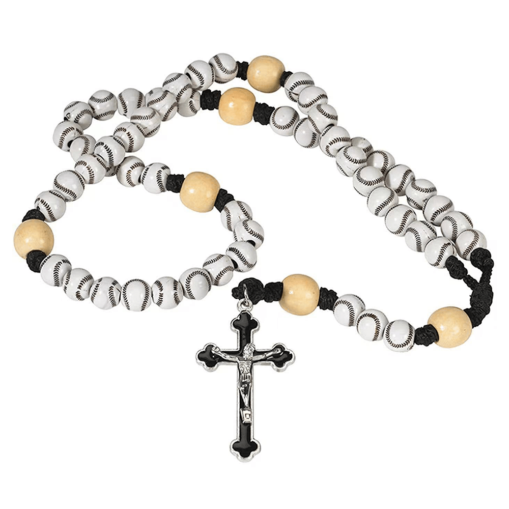 Hand-Woven Baseball Beads Sports Prayer Rosary - image 2