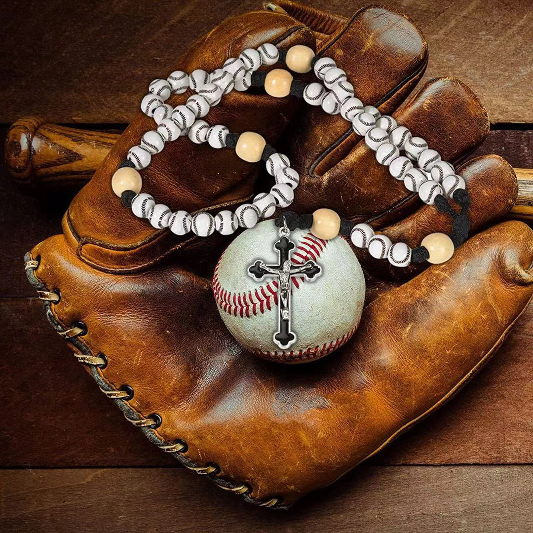 Hand-Woven Baseball Beads Sports Prayer Rosary - Baseball Beads - image 1