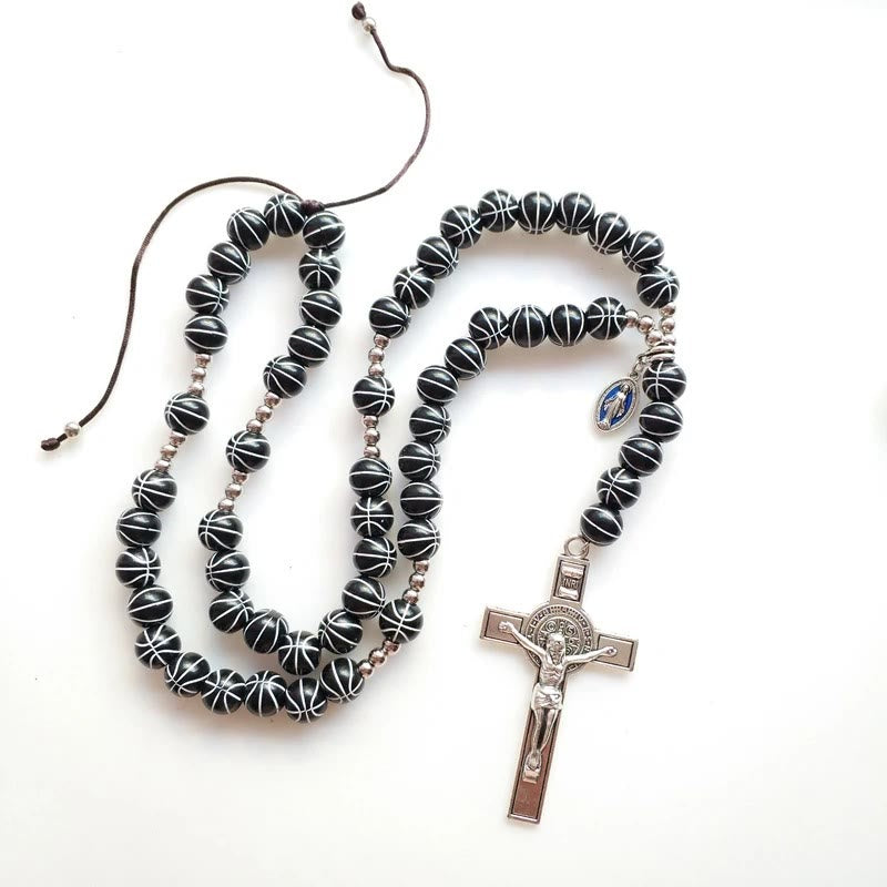 Hand Knit Basketball Spherical Beads Sports Prayer Rosary - image 2
