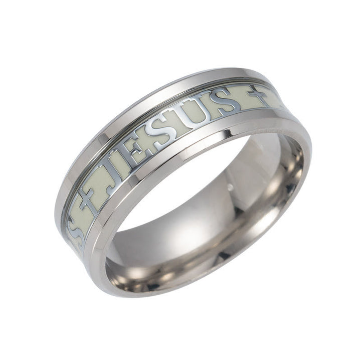 Christianartworkshop Luminous "JESUS" Printed Stainless Steel Ring - US 13 - Silver - image 10