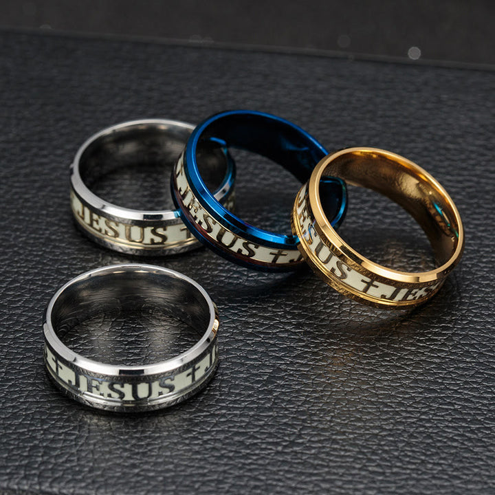 Christianartworkshop Luminous "JESUS" Printed Stainless Steel Ring - image 7