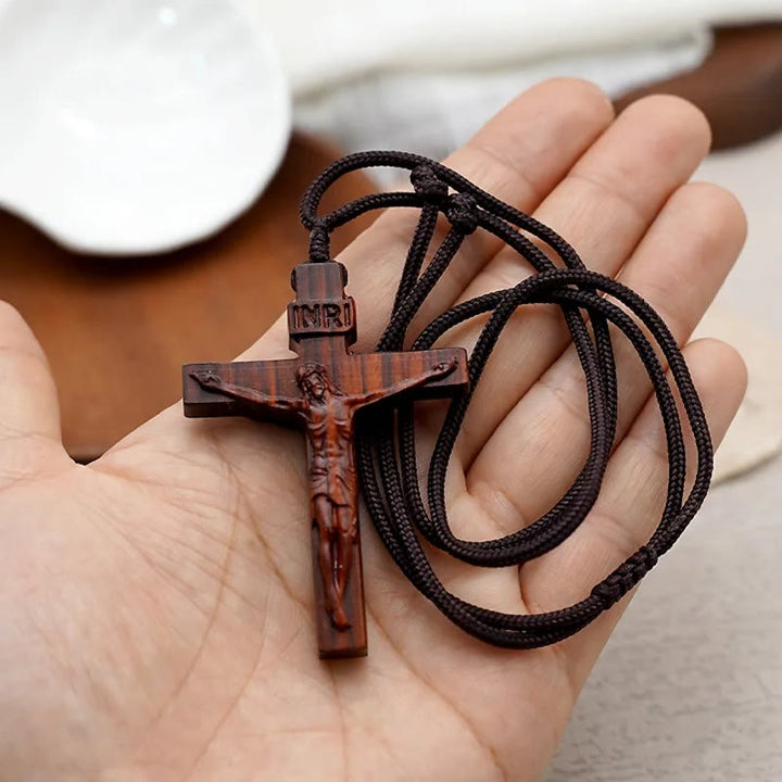 Christianartworkshop Jesus Crucifix Wooden Necklace - image 3