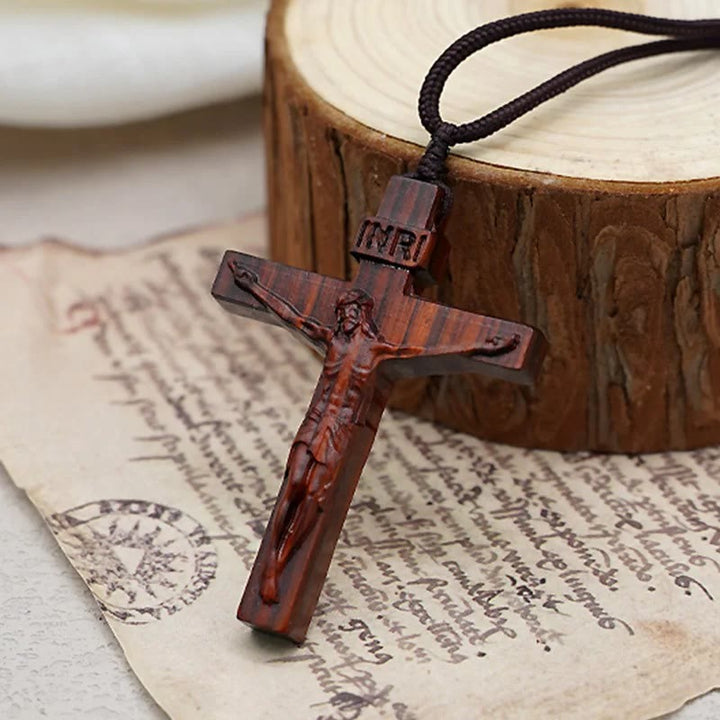 Christianartworkshop Jesus Crucifix Wooden Necklace - image 2