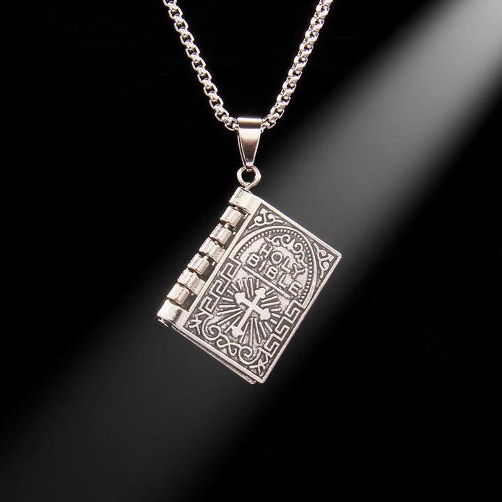 Christianartworkshop Turnable Cross Holy Bible Pendant Quality Necklace - Silver - image 7