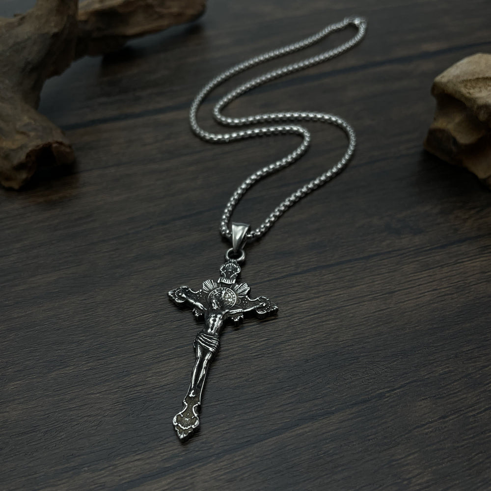 St. Benedict Symbol Crucifix Necklace - image 1