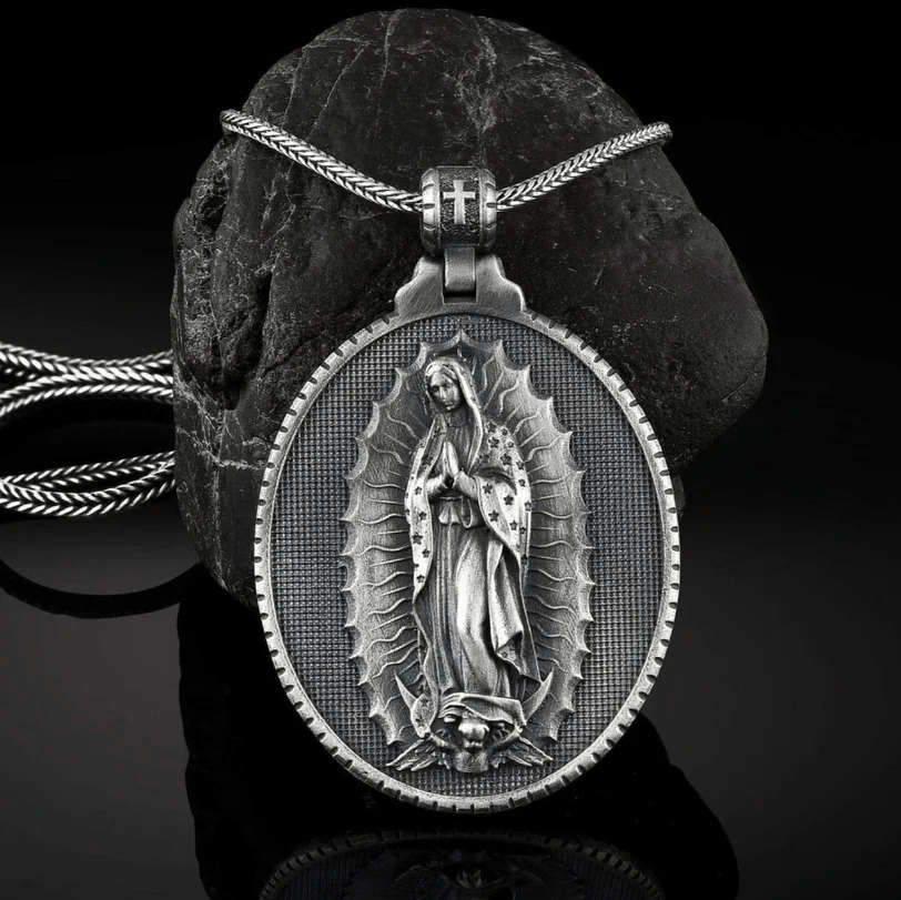 Christianartworkshop Our Lady of Guadalupe Virgin Mary Necklace - Silver - image 0