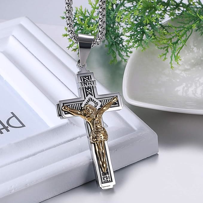 Christianartworkshop Crafted Jesus Christianartworkshop Crucifix Titanium Necklace - image 3