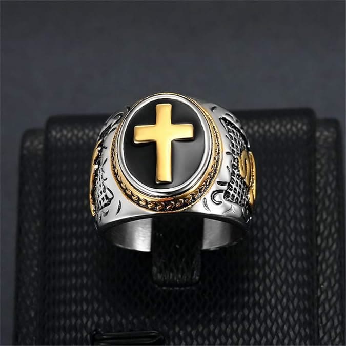 Christianartworkshop Retro Cross "Hand of God" Titanium Religion Ring - image 1