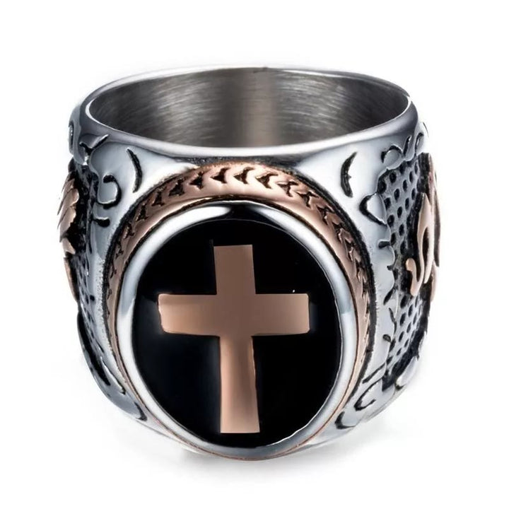 Christianartworkshop Retro Cross "Hand of God" Titanium Religion Ring - image 11