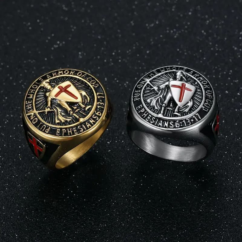 Christianartworkshop Knight's Armor Shield Protection Titanium Ring - image 6