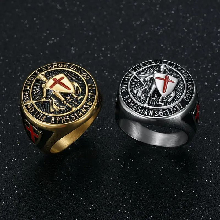 Christianartworkshop Knight's Armor Shield Protection Titanium Ring - image 6