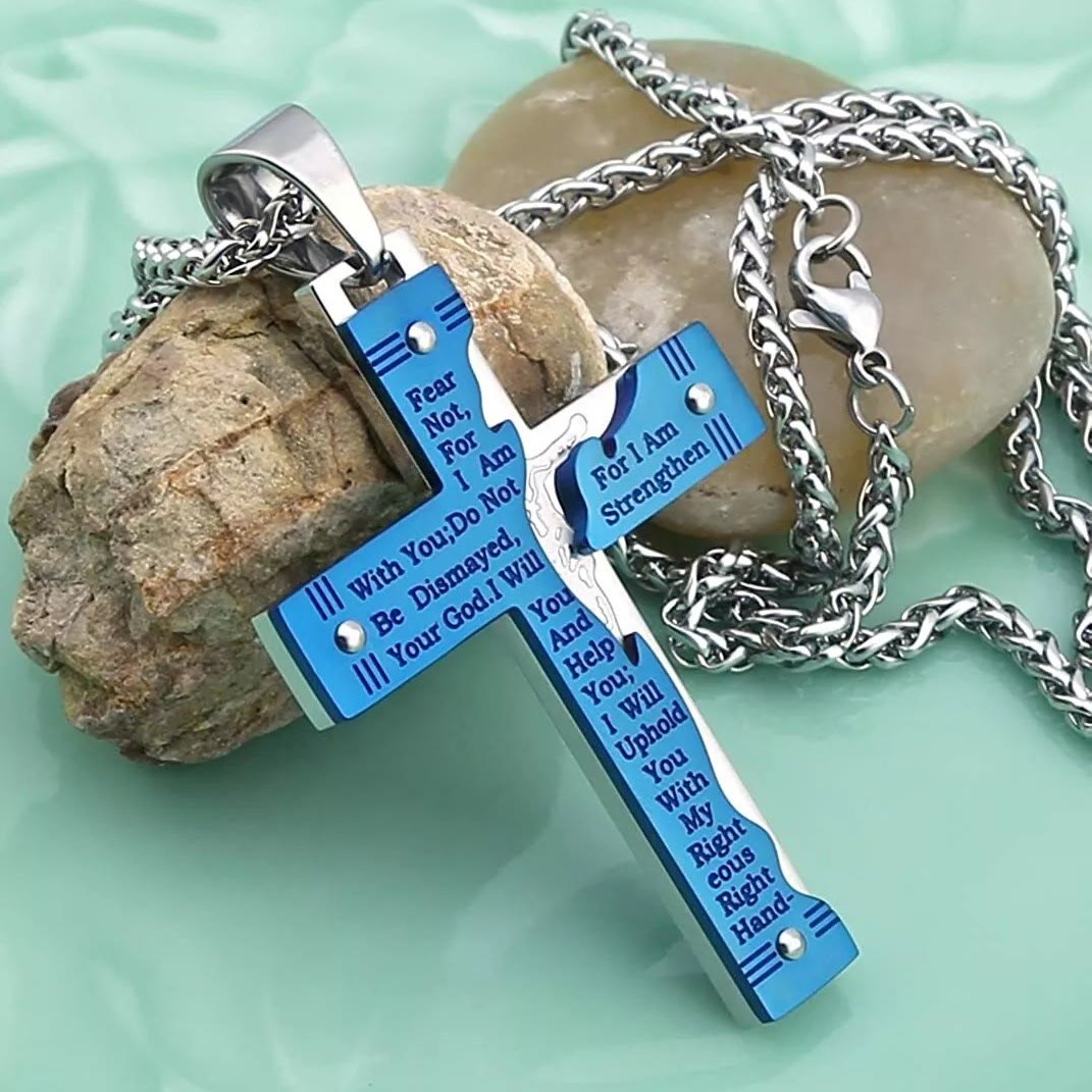 Christianartworkshop Jesus Christianartworkshop Crucifix Religion Cross Pendant Necklace - Blue - image 5