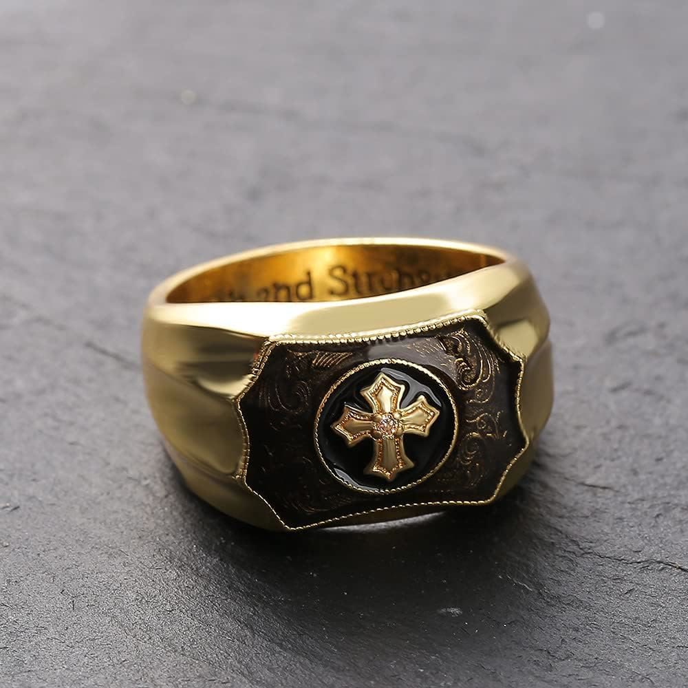 Christianartworkshop Faith and Strength Jesus Cross Religious Ring - image 4