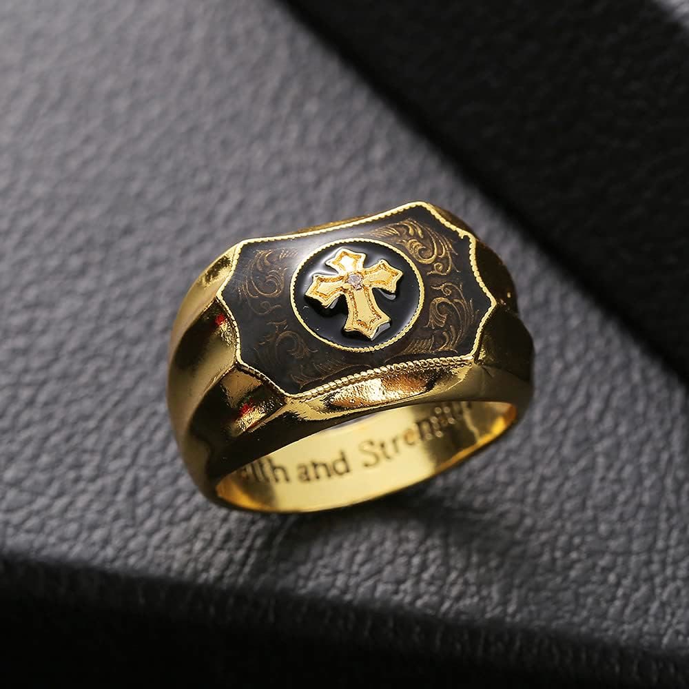 Christianartworkshop Faith and Strength Jesus Cross Religious Ring - US 13 - image 0