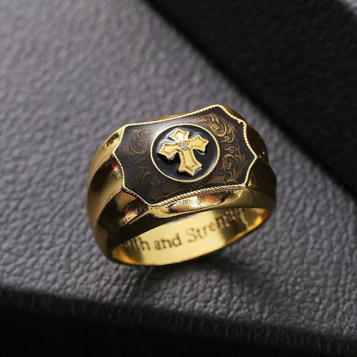Christianartworkshop Faith and Strength Jesus Cross Religious Ring - US 13 - image 0