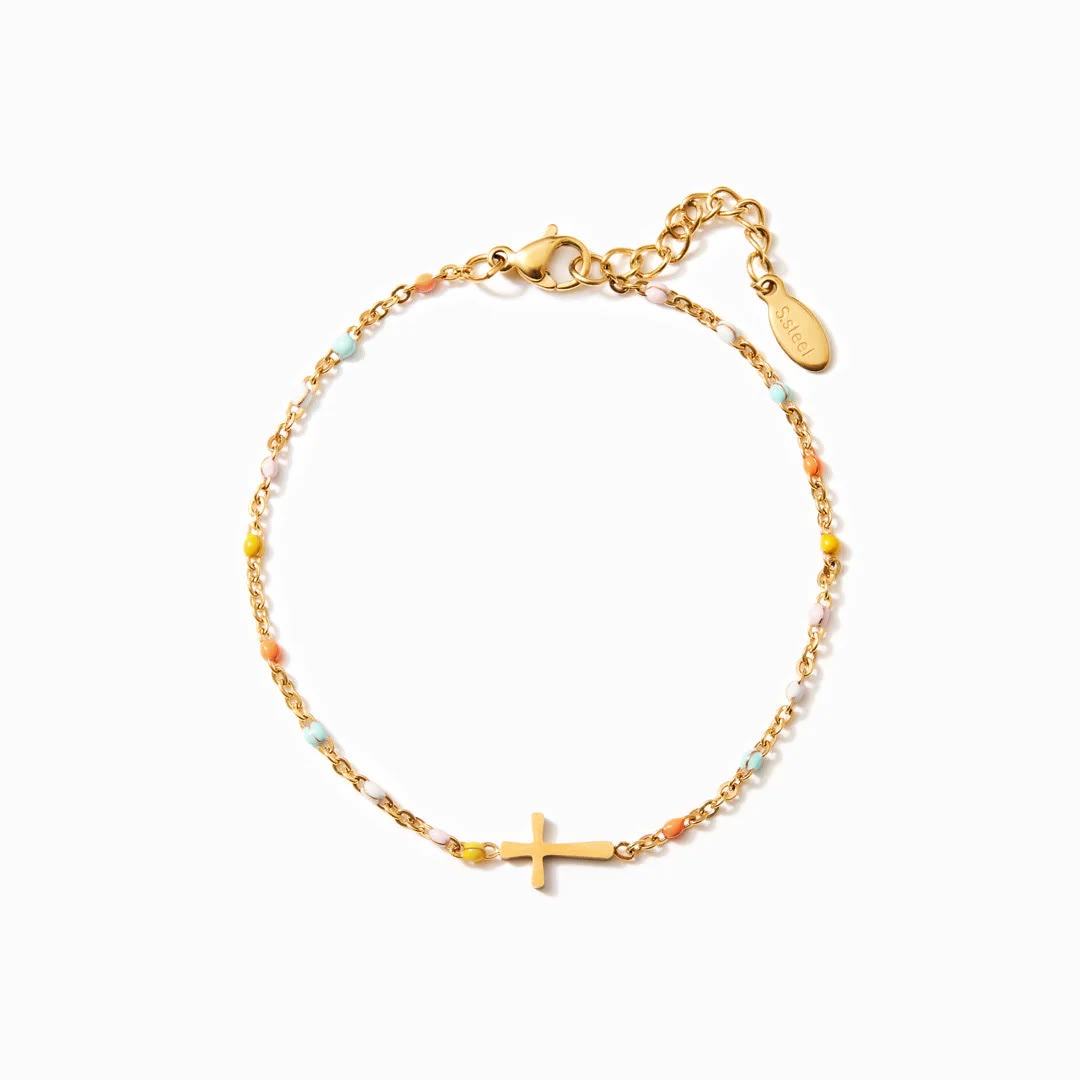 Christianartworkshop Delicate Minimalist Cross Bracelet - Golden-multi-colored - image 0