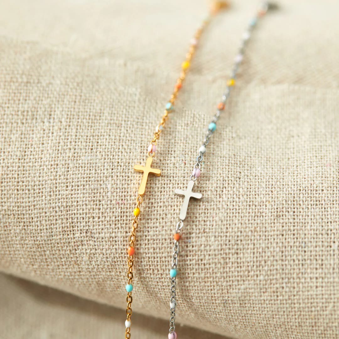 Christianartworkshop FAITH AS YOUR ARMOR: Delicate Minimalist Cross Bracelet - image 8