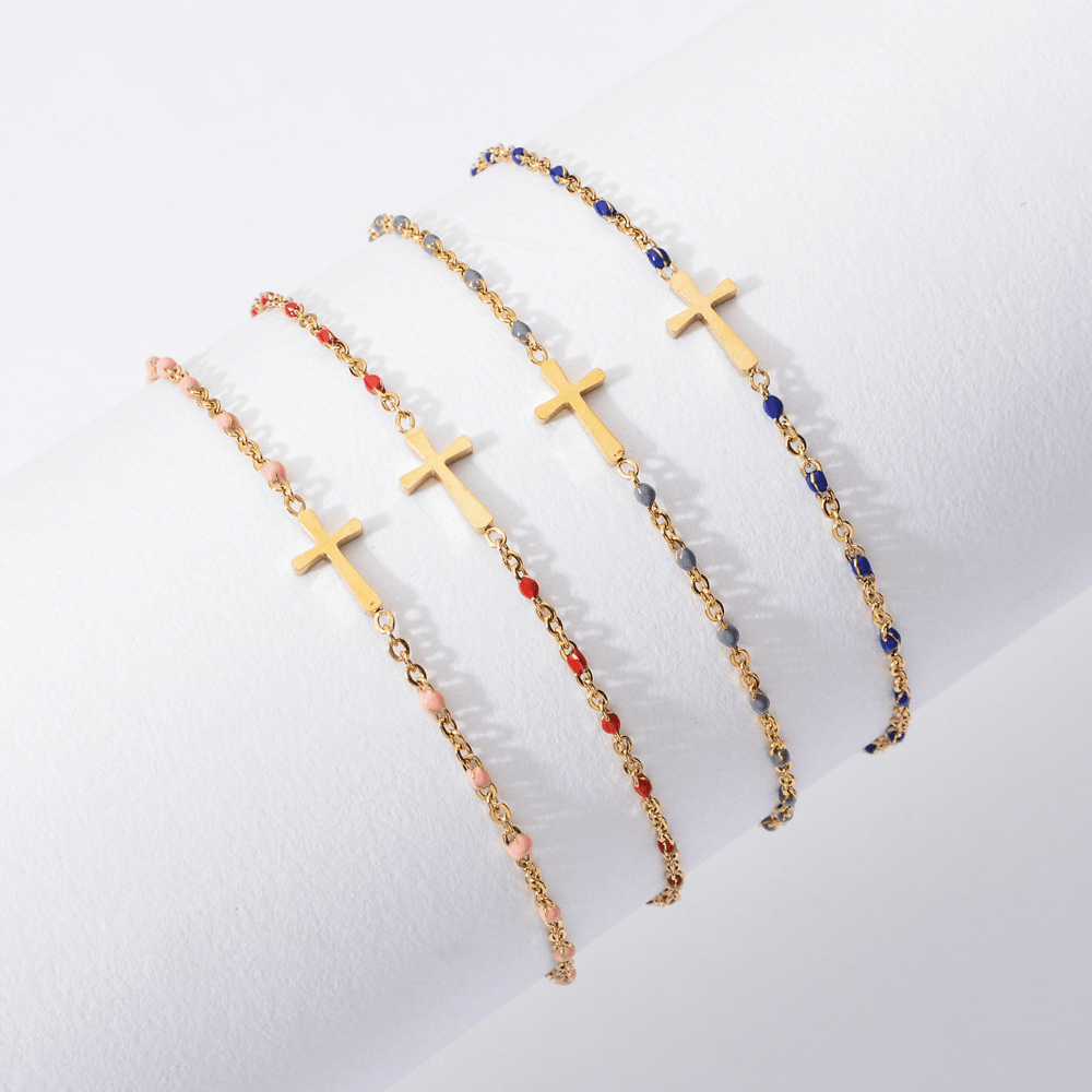 Christianartworkshop Delicate Minimalist Cross Bracelet