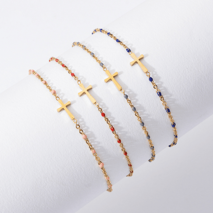 Christianartworkshop Delicate Minimalist Cross Bracelet
