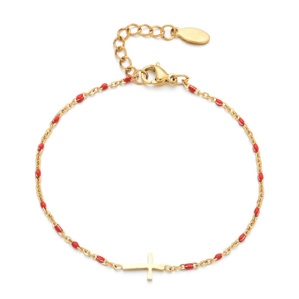 Christianartworkshop Delicate Minimalist Cross Bracelet