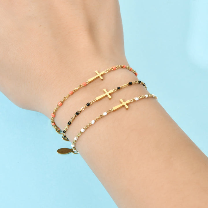 Christianartworkshop Delicate Minimalist Cross Bracelet