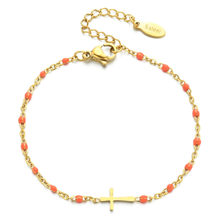 Christianartworkshop Delicate Minimalist Cross Bracelet