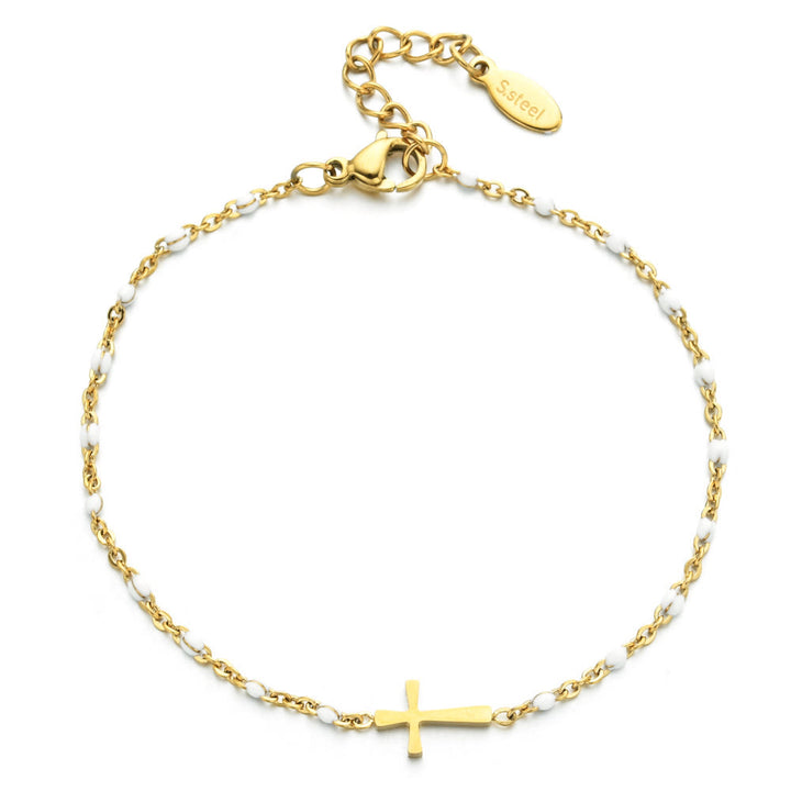 Christianartworkshop Delicate Minimalist Cross Bracelet