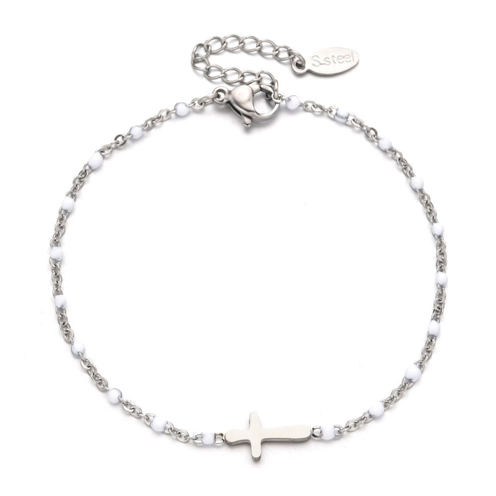 Christianartworkshop Delicate Minimalist Cross Bracelet