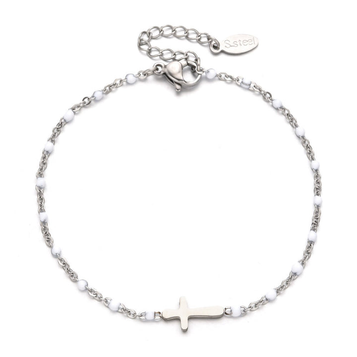 Christianartworkshop Delicate Minimalist Cross Bracelet