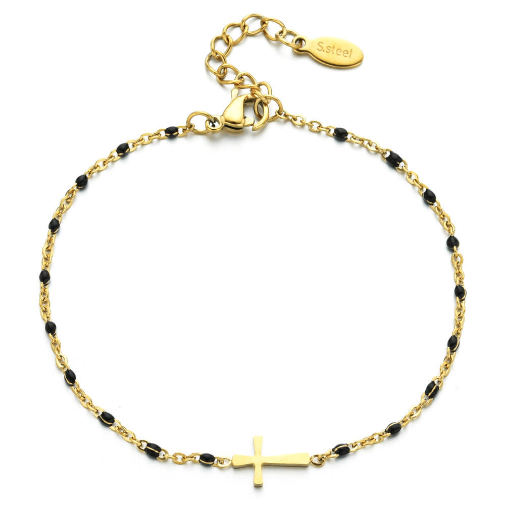 Christianartworkshop Delicate Minimalist Cross Bracelet
