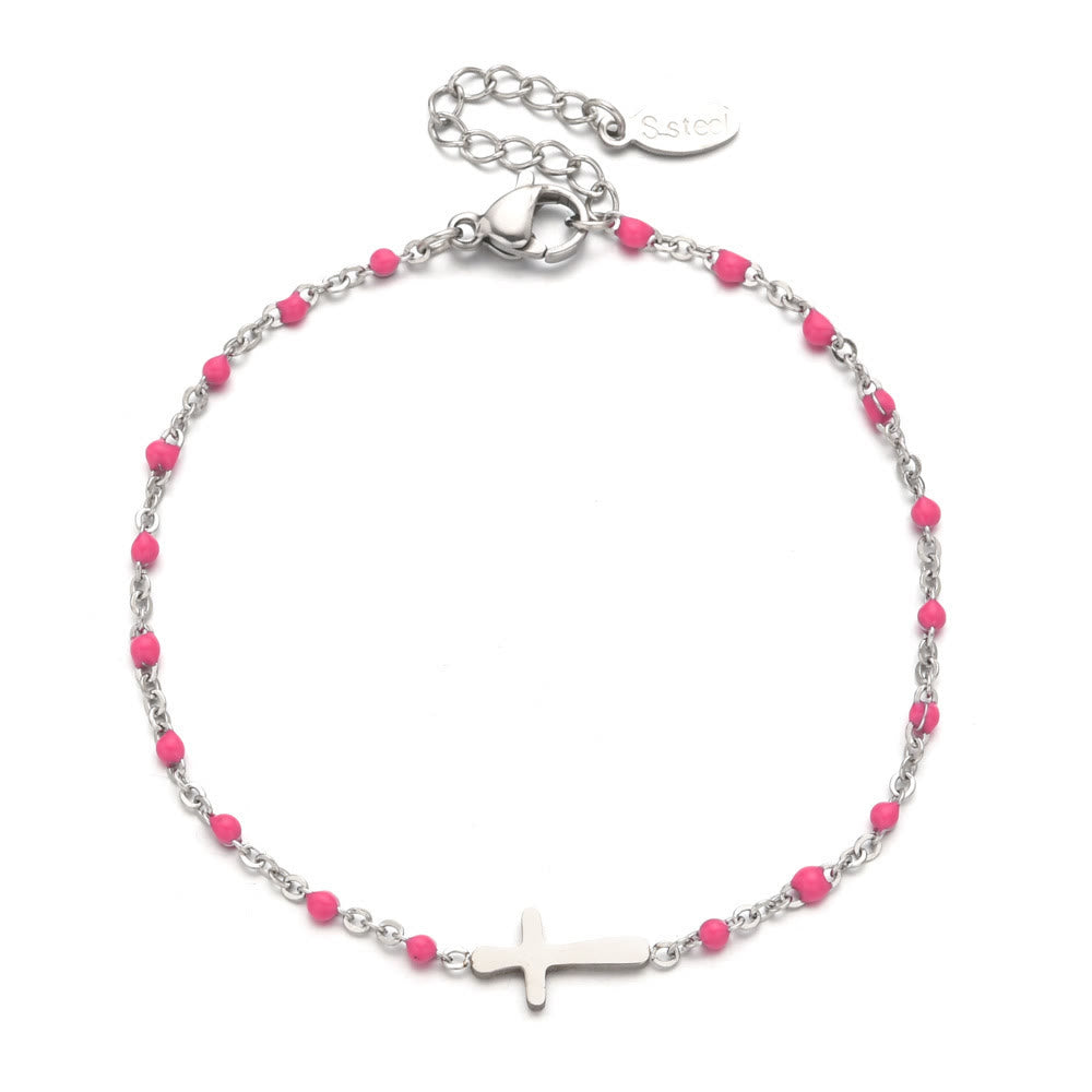 Christianartworkshop Delicate Minimalist Cross Bracelet