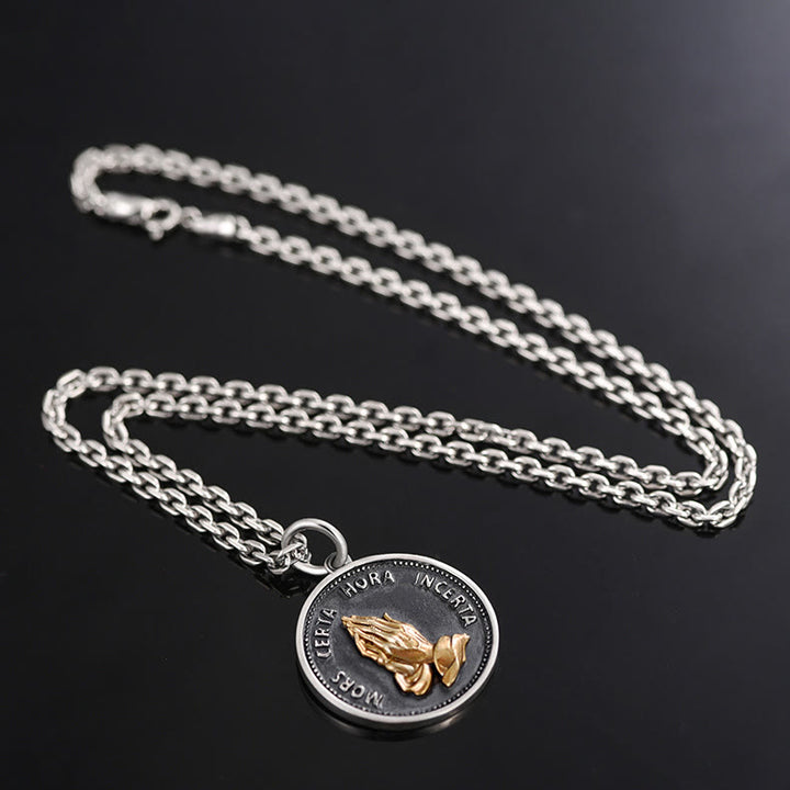 Christianartworkshop Praying Hands Retro Coin Solid Pendant Necklace - image 5
