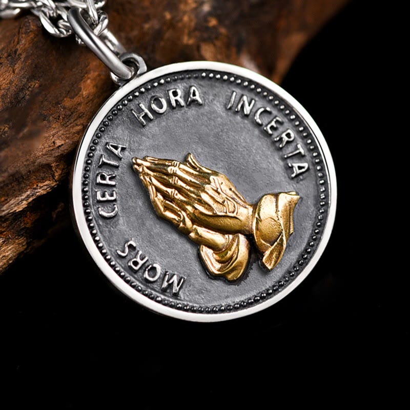 Christianartworkshop Praying Hands Retro Coin Solid Pendant Necklace - image 2