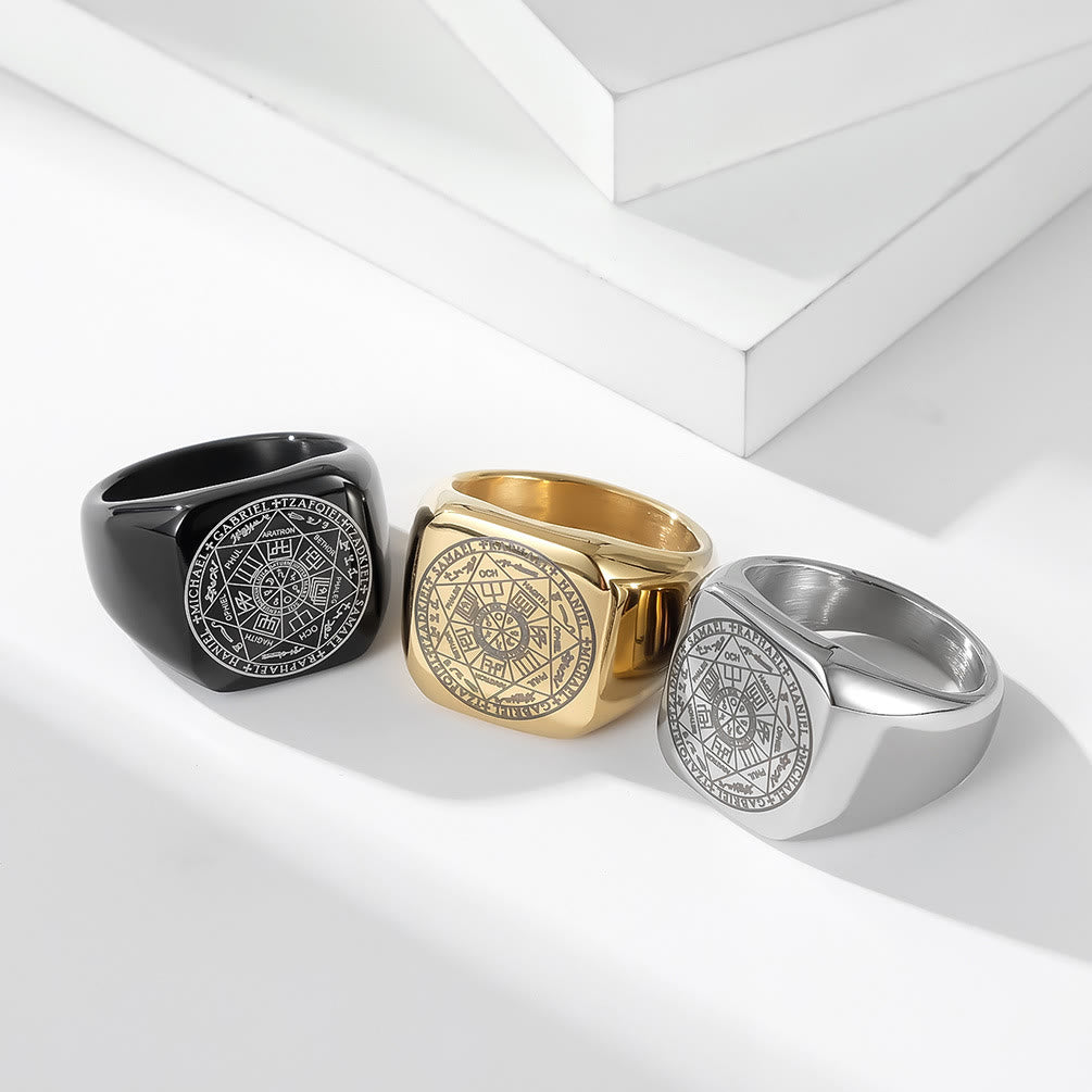 Christianartworkshop Seals of The Seven Archangels Protection Solomon Kabbalah Titanium Ring - image 5