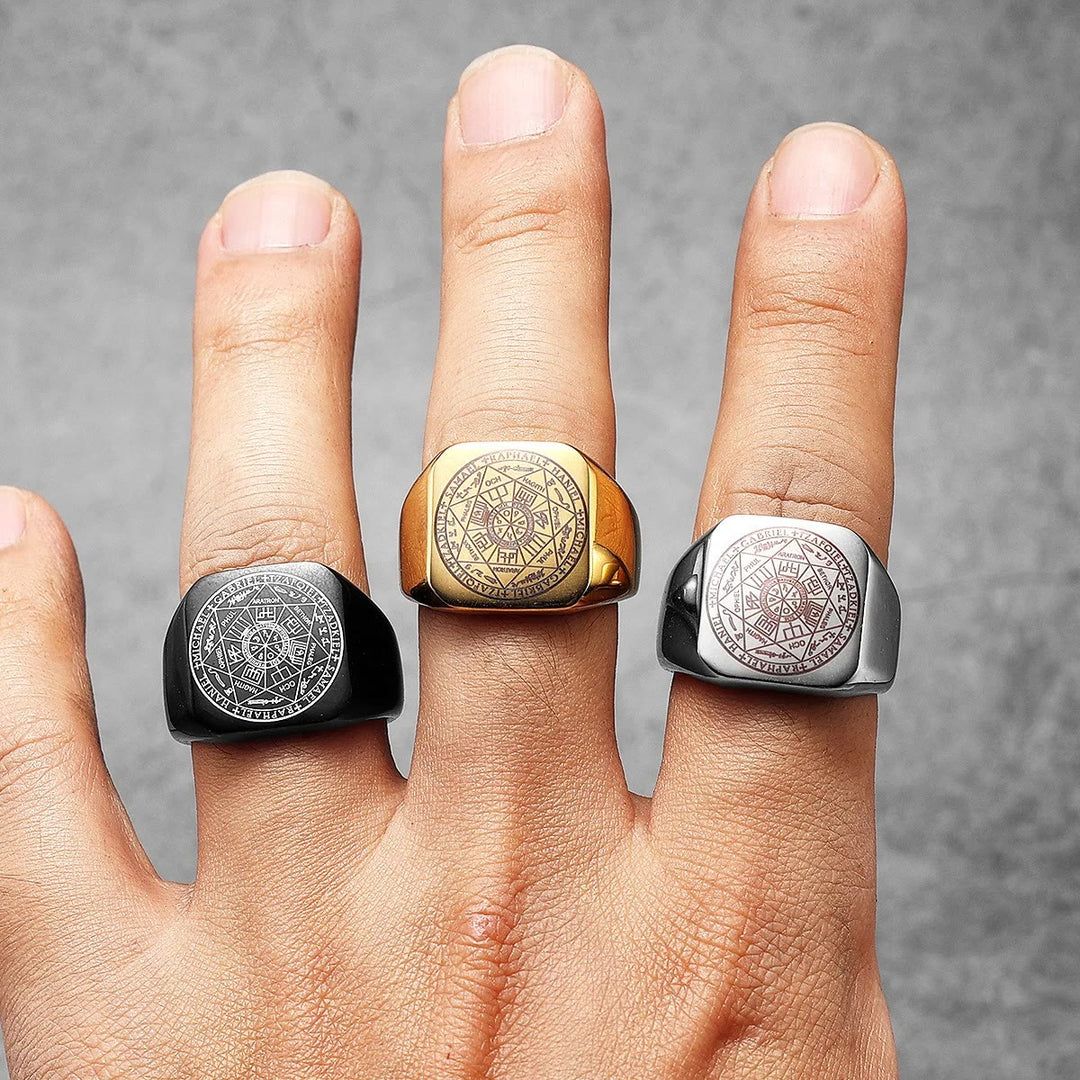 Christianartworkshop Seals of The Seven Archangels Protection Solomon Kabbalah Titanium Ring - image 8