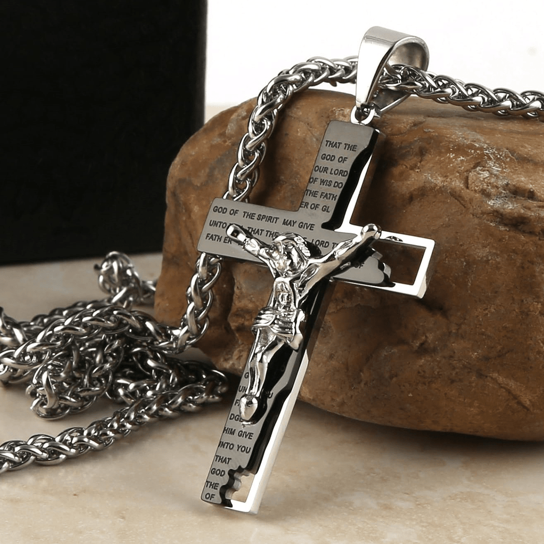 Christianartworkshop Stainless Steel Crucifix Bible Prayer Pendant Necklace Chain - image 5