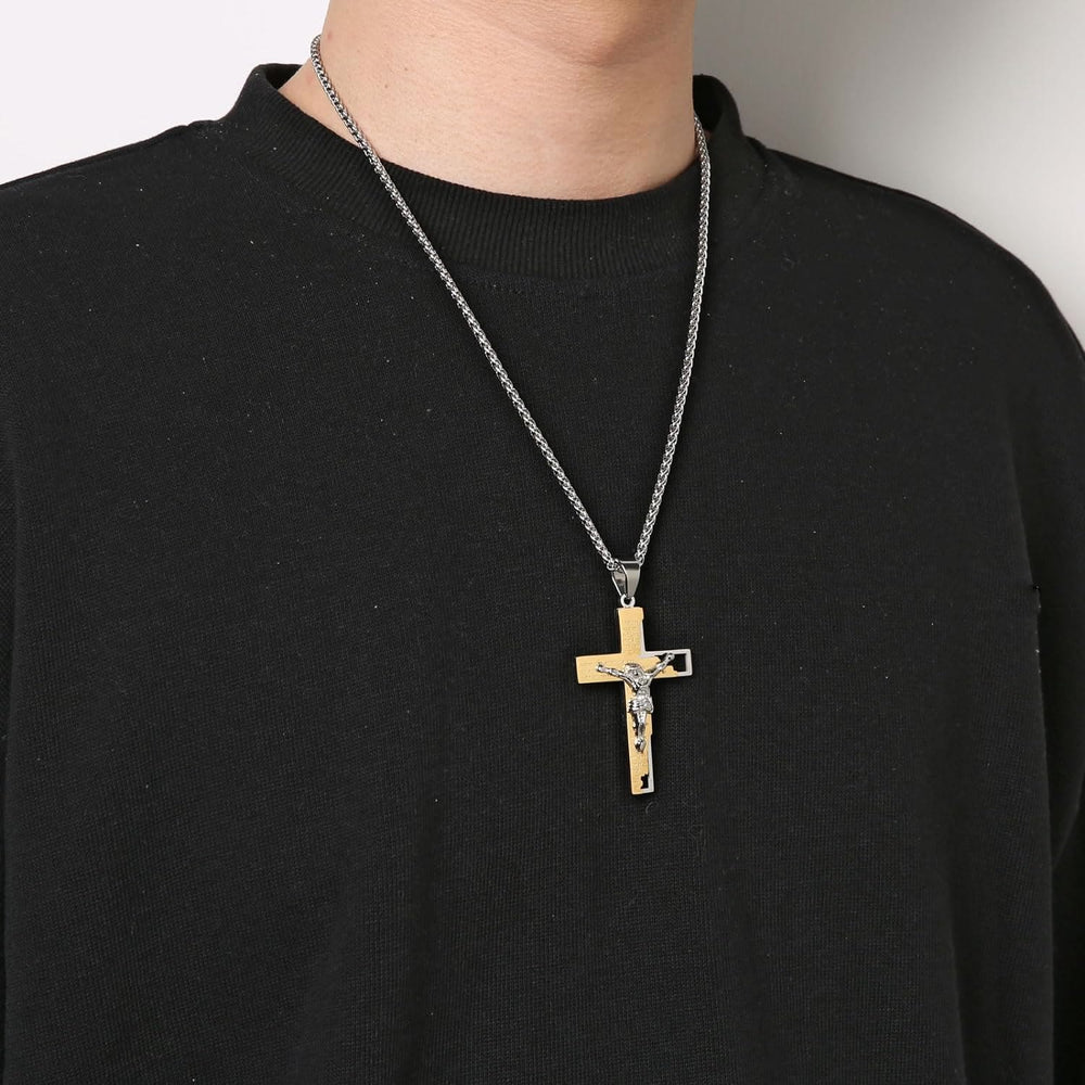 Christianartworkshop Stainless Steel Crucifix Bible Prayer Pendant Necklace Chain - image 1
