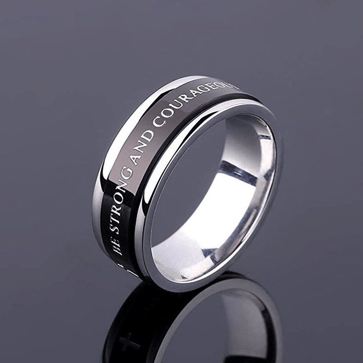 Christianartworkshop Titanium Black/Gold Cross Step Edges Rotating Ring - image 2