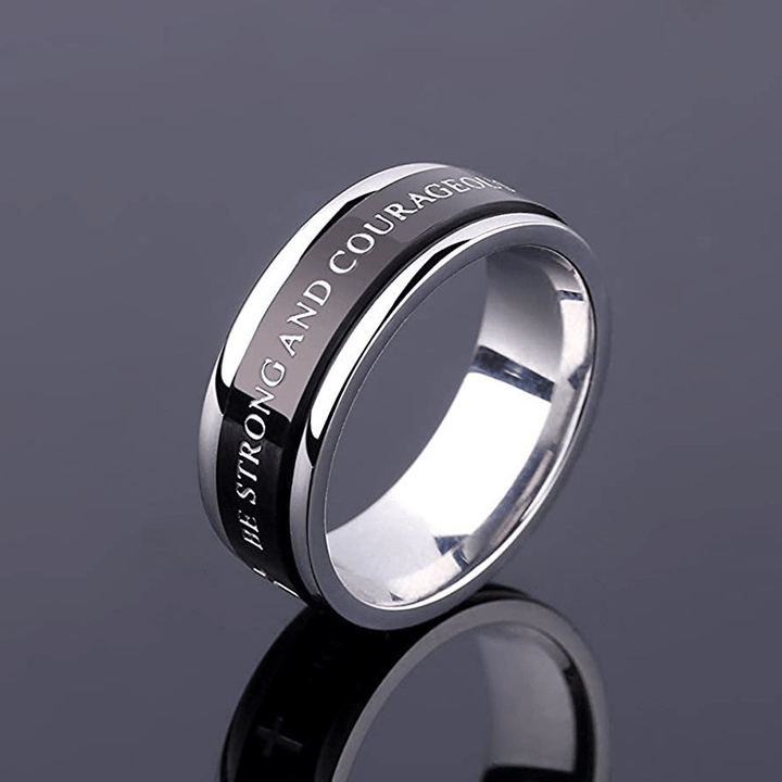 Christianartworkshop Titanium Black/Gold Cross Step Edges Rotating Ring - image 2