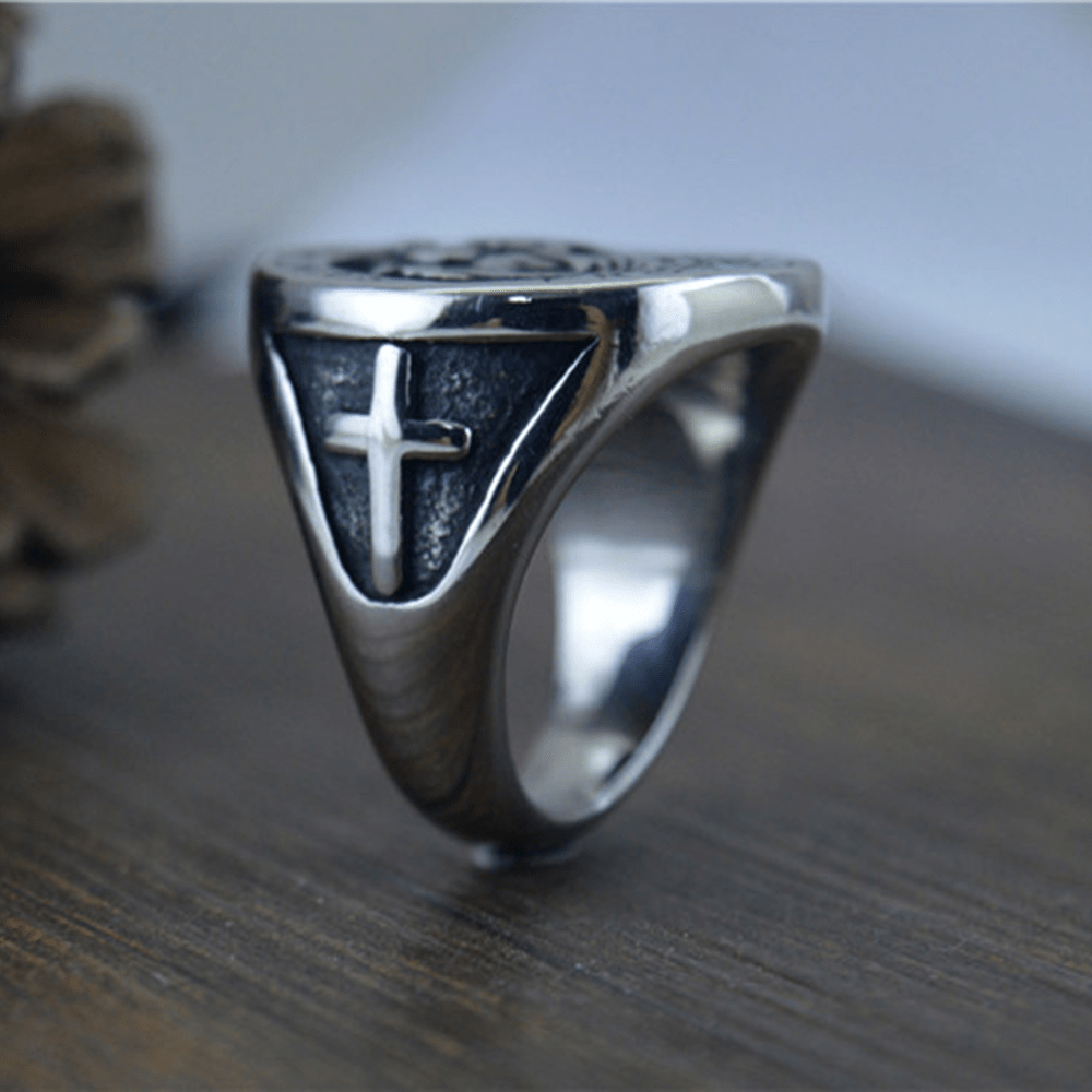 Christianartworkshop Saint Christopher Protect Us Medal Signet Ring - image 10