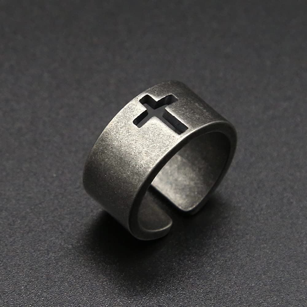 Christianartworkshop Stainless Steel Antique Punk Christianartworkshop  Cross Ring - image 11