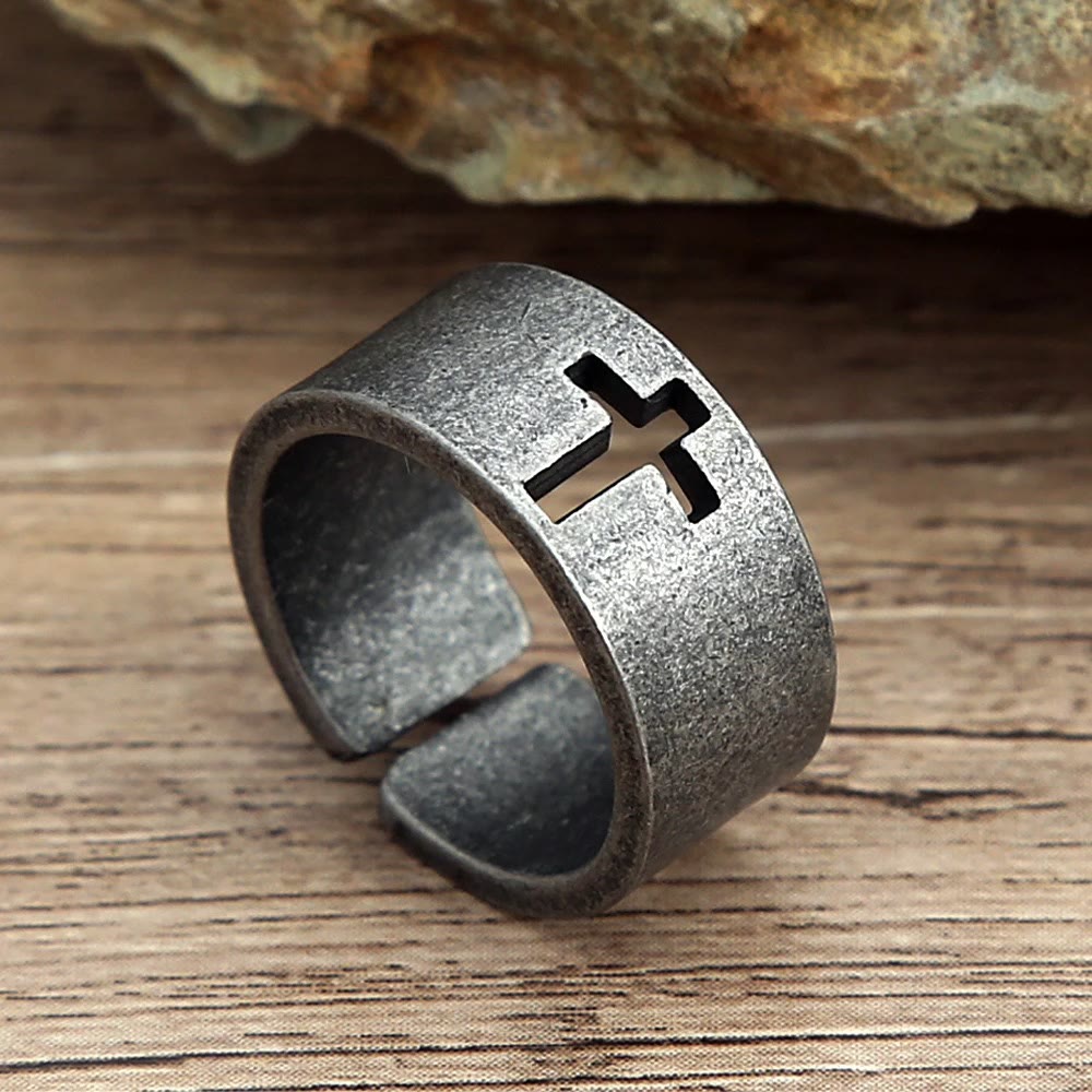 Christianartworkshop Stainless Steel Antique Punk Christianartworkshop  Cross Ring - image 2