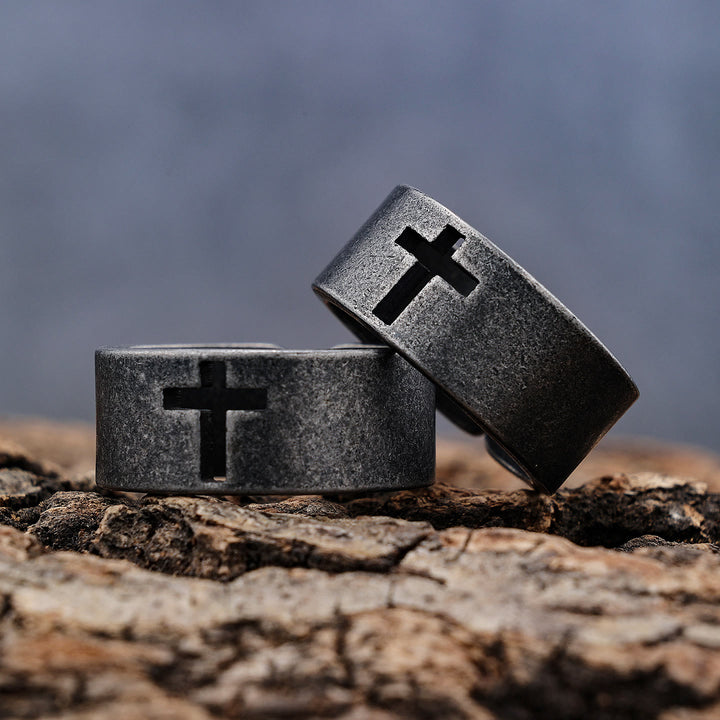 Christianartworkshop Stainless Steel Antique Punk Christianartworkshop  Cross Ring - image 5