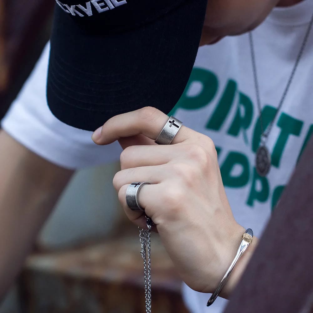 Christianartworkshop Stainless Steel Antique Punk Christianartworkshop  Cross Ring - image 14