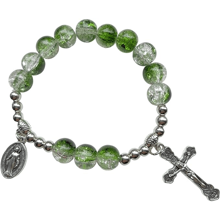 Christianartworkshop Miraculous Medallion & Crucifix Two-Tone Glass Bracelet - Vigor - image 4