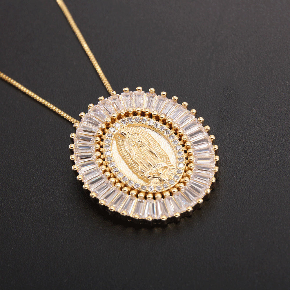 Christianartworkshop Our Lady of Guadalupe Zirconia Amulet Pendant Necklace - image 1