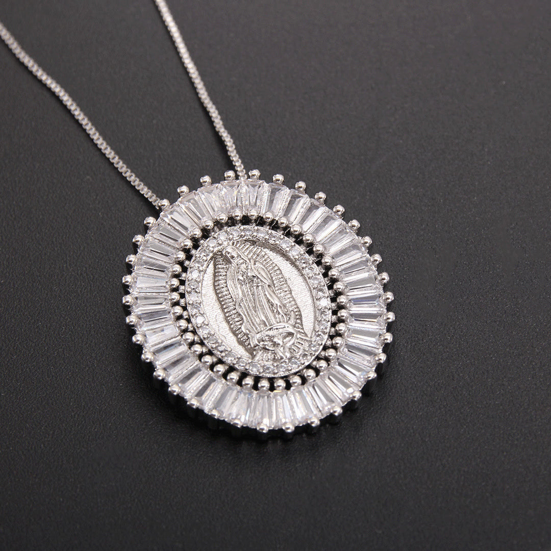 Christianartworkshop Our Lady of Guadalupe Zirconia Amulet Pendant Necklace - Silver - image 3