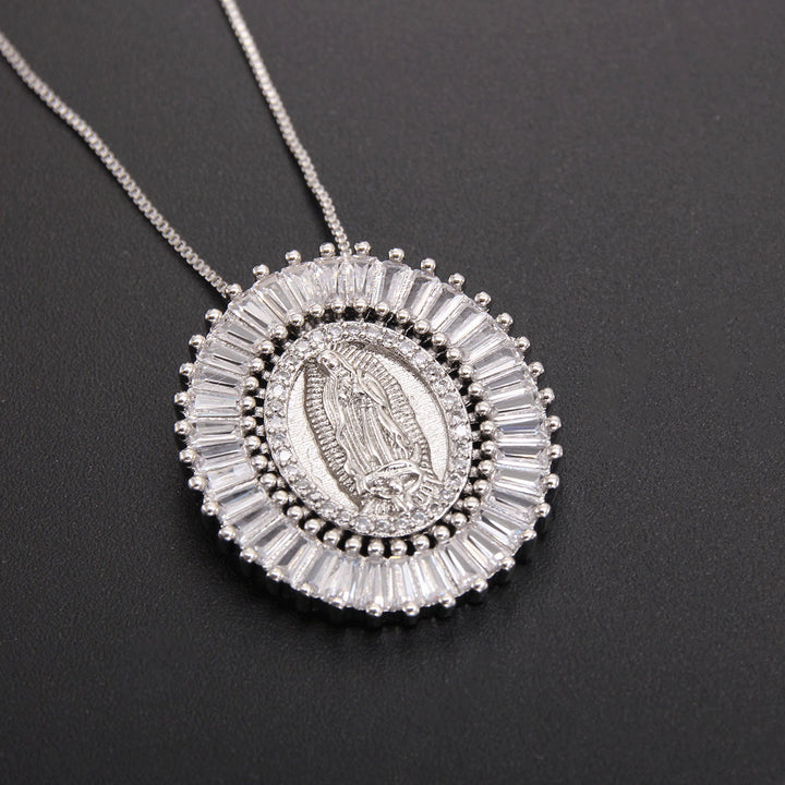 Christianartworkshop Our Lady of Guadalupe Zirconia Amulet Pendant Necklace - Silver - image 3