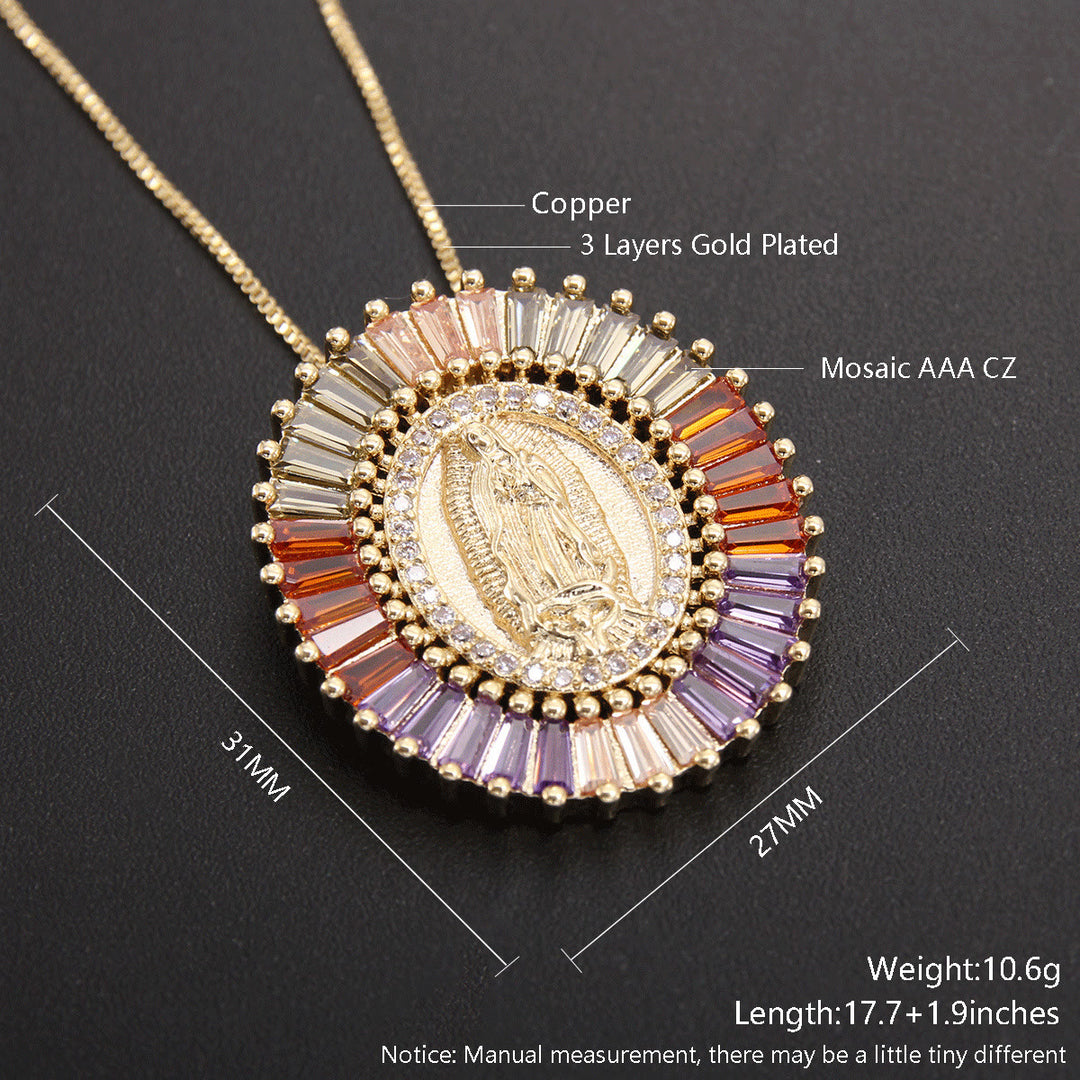 Christianartworkshop Our Lady of Guadalupe Zirconia Amulet Pendant Necklace - image 7