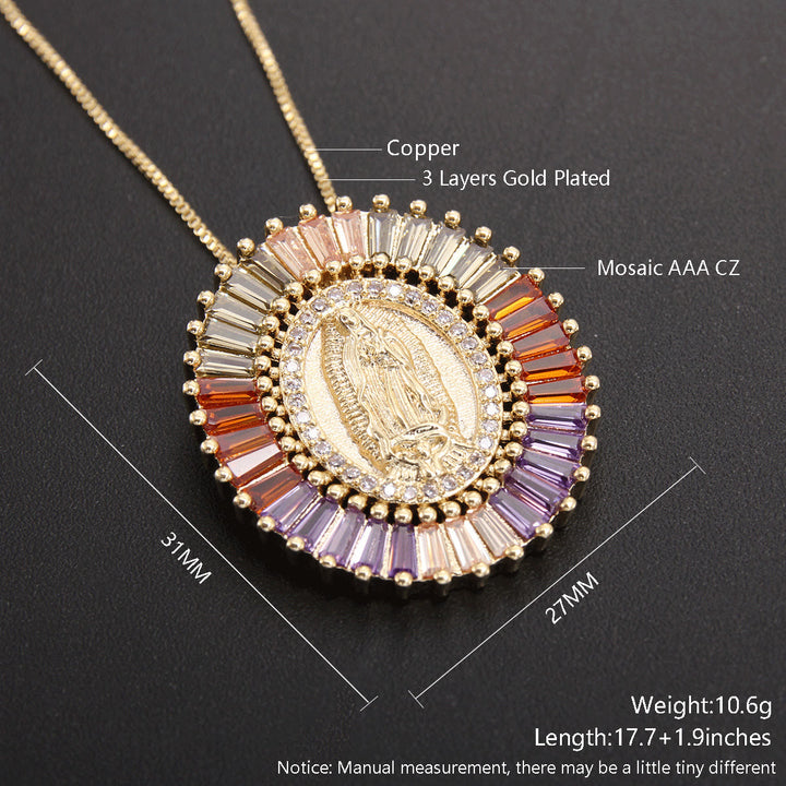 Christianartworkshop Our Lady of Guadalupe Zirconia Amulet Pendant Necklace - image 7